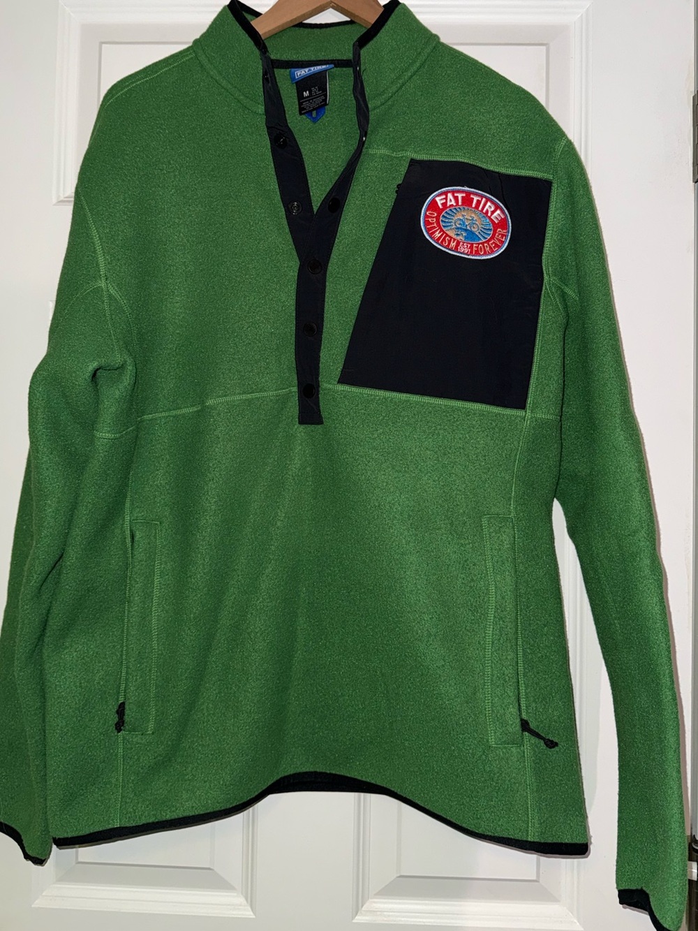 Burton x Fat Tire Green Fleece Zip Pullover with Black Chest Pocket